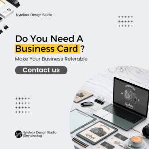 business card advertisement with mockup of laptop