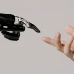 A bionic arm and a human arm